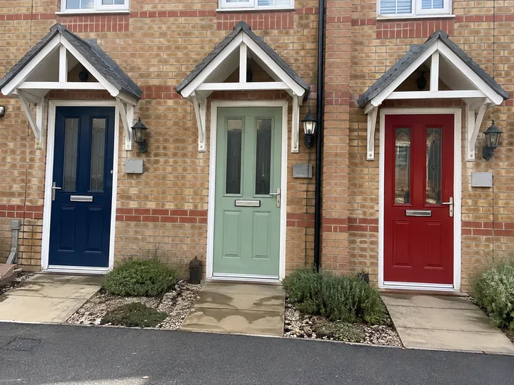Terraced houses with coloured doors