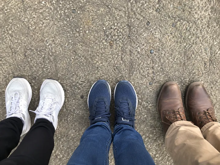 Three pairs of shoes side by side